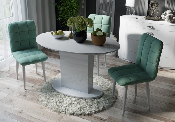 Стул Франк конус белый матовый / микровелюр аквамарин