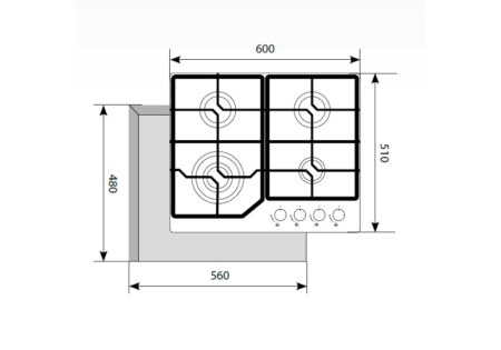 Газовая варочная поверхность GVG 640-1 WH