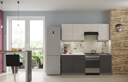 Кухонный Гарнитур Олива Бетон МДФ 1600/1700/1800/2000/2100 мм