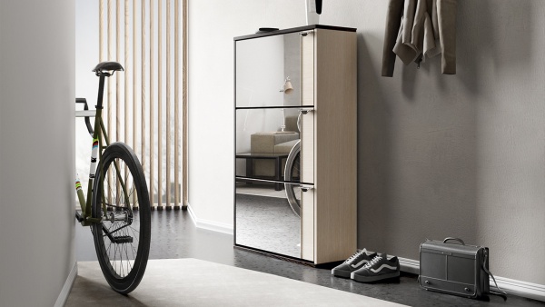 Тумба для Обуви Модерн тип 8 Венге Цаво/Дуб Молочный (Ш-600 мм x В-1016 мм x Г-230 мм)