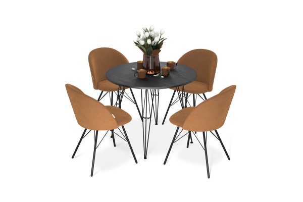 Обеденная группа SHT-DS251 каменный уголь / горчичный / черный муар