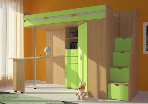 Кровать-Чердак Мийа (Д-2432хШ-1800хГ-645 мм)/Разные Цвета